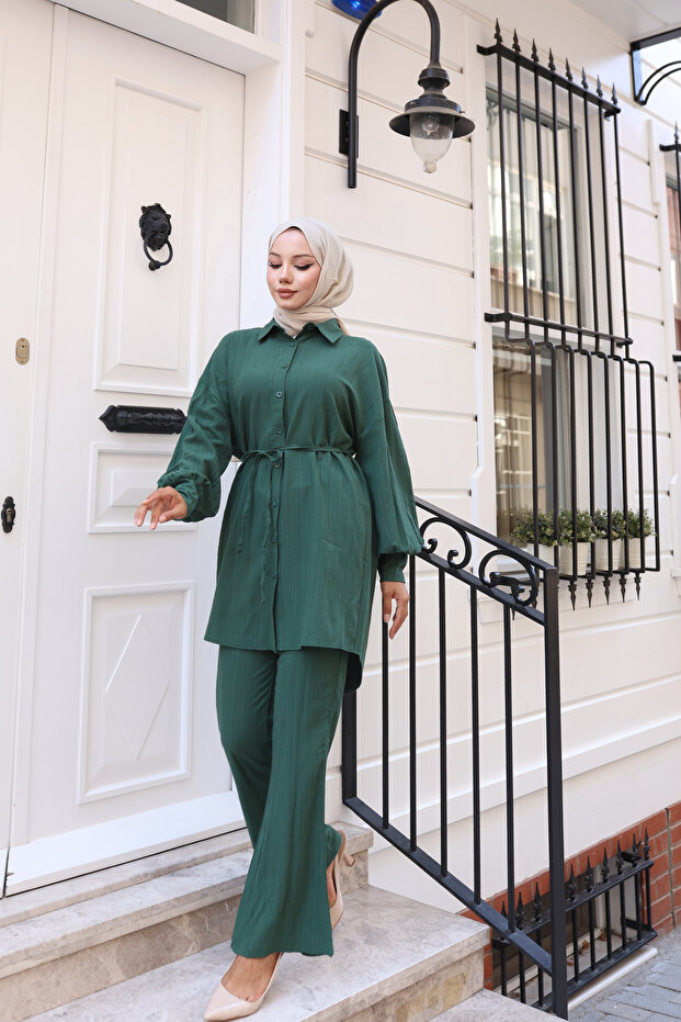 طقم لارا قماش مزدوج بأزرار - 5