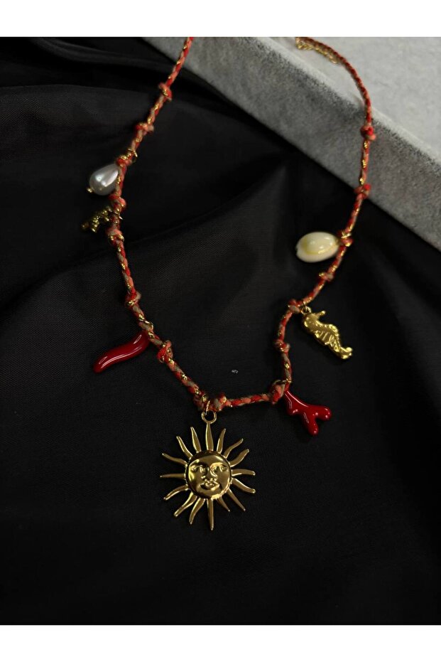 GÜNEŞLİ ZARA MODELİ ÇELİK KOLYE - 1