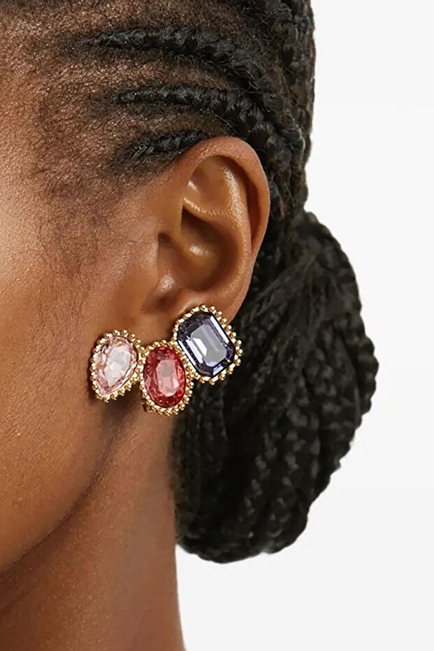 Mixed Color Stone Detailed Earrings (Pair)