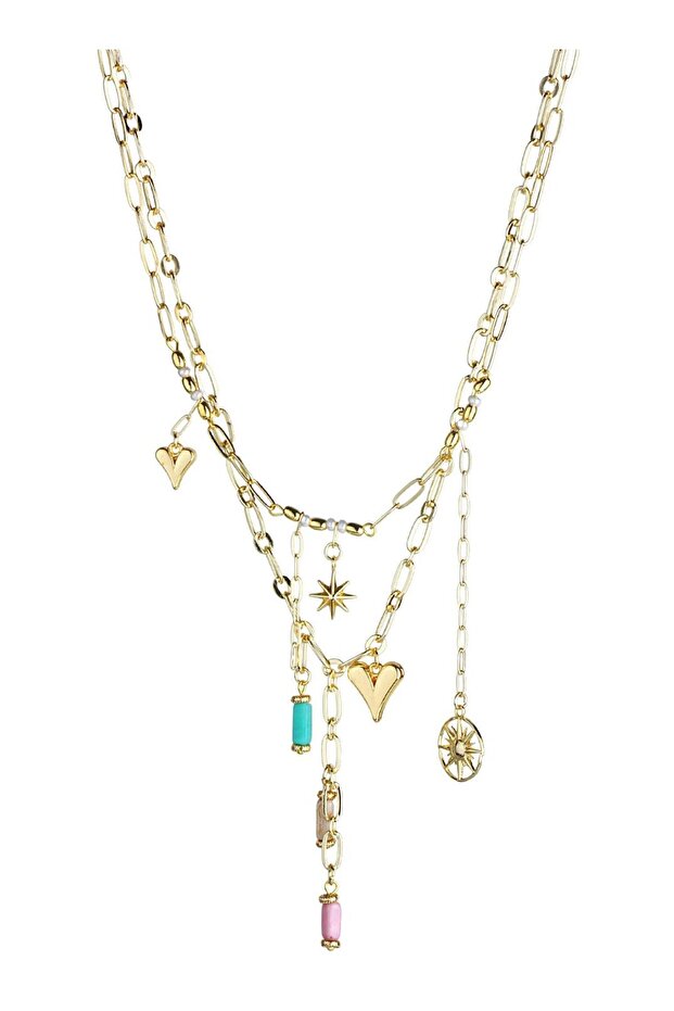 قلادة متعددة السلسلة مع سلسلة متدلية - 1