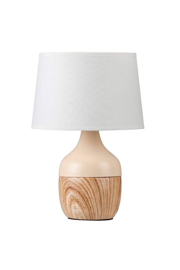 Rabalux table lamp, ceramic structure, textile lampshade, Nordic style, E14 socket, 40 W, beige and white - 2