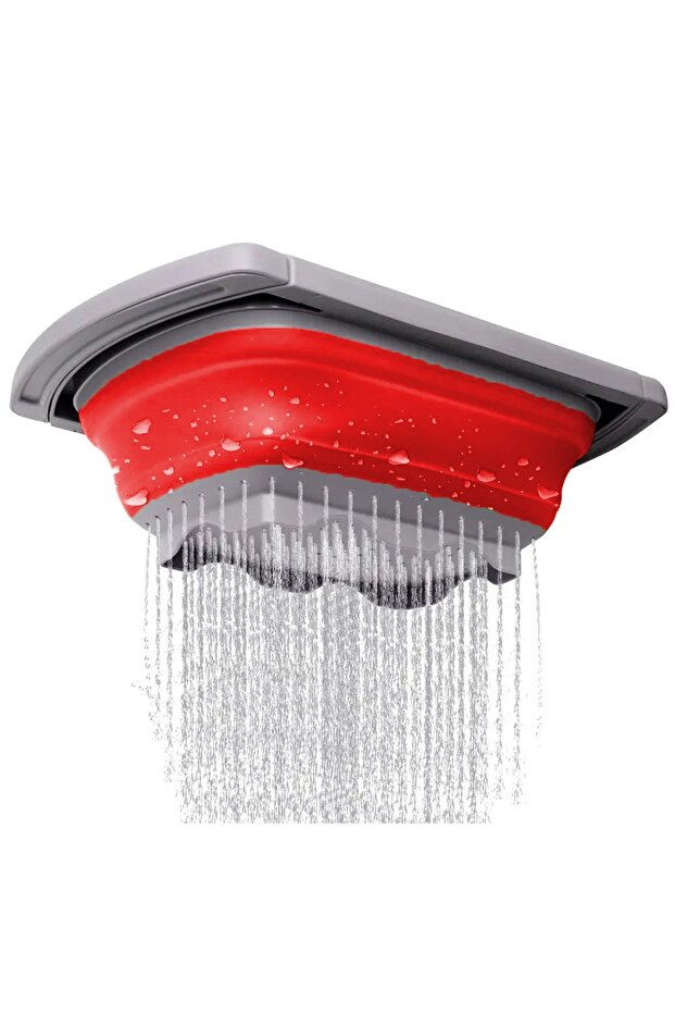 Silicone colander, foldable, extendable 33-60 cm, red - 3