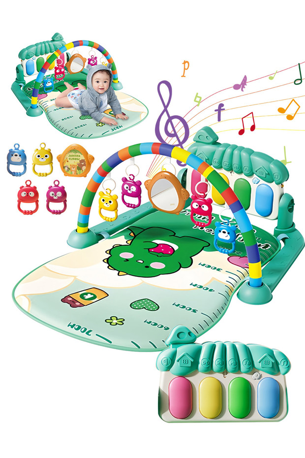 Baby Play Mat Activity Gym, Musical Activity Center, Kick and Play Piano Gym, Tummy Time Mats Green