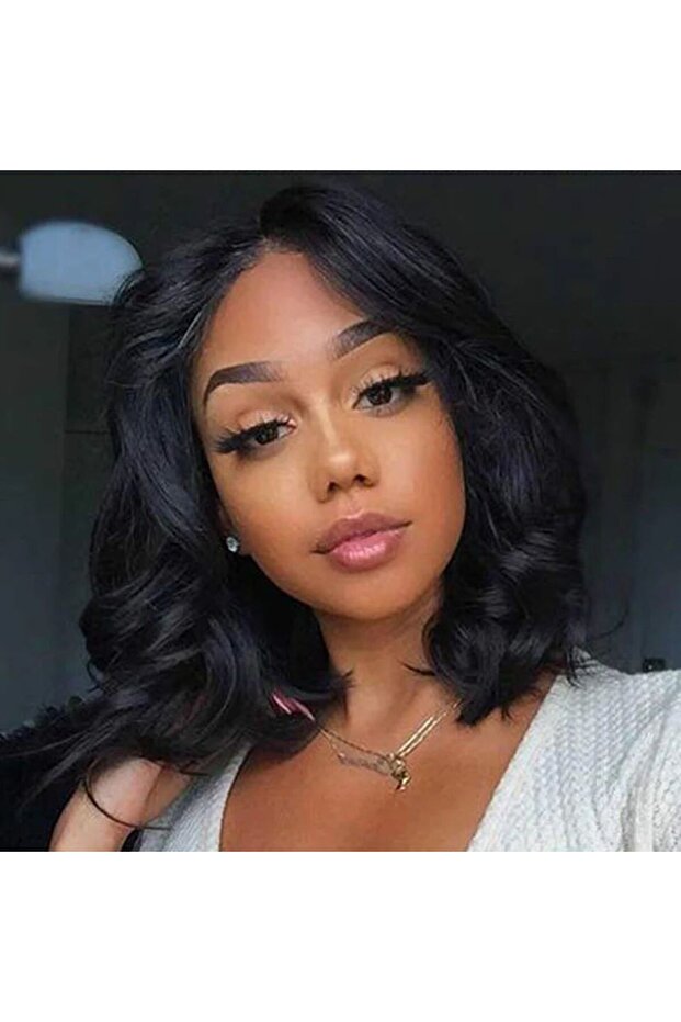 باروكة شعر أسود مموج جديدة - متوسطة الطول - 4