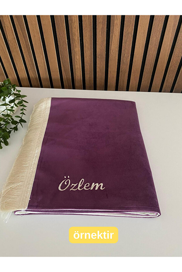 İsimli Seccade Mor Kadife - 2