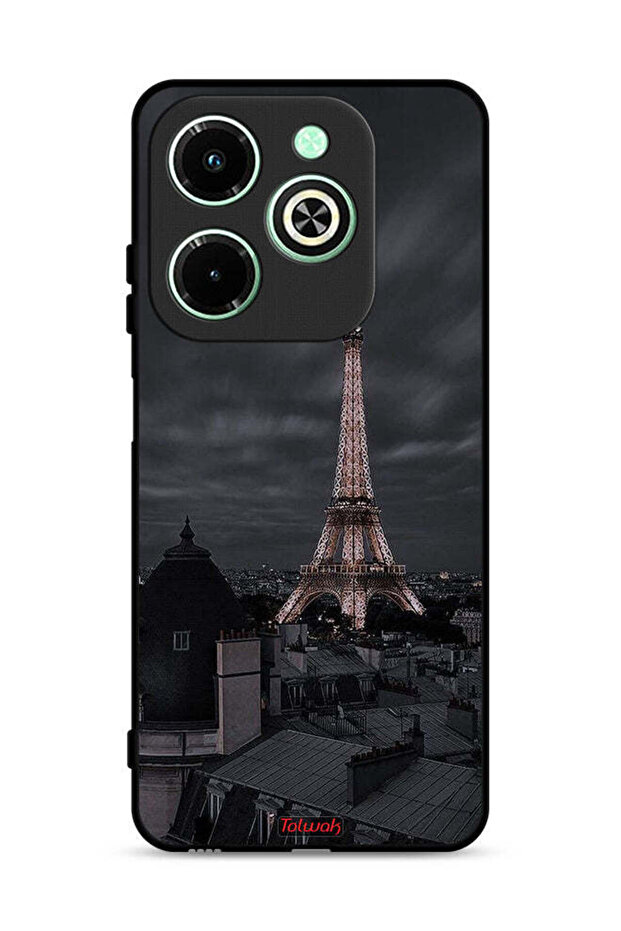 غطاء حماية لهاتف Infinix Hot 40i 4G بطبعة برج إيفل في الليل