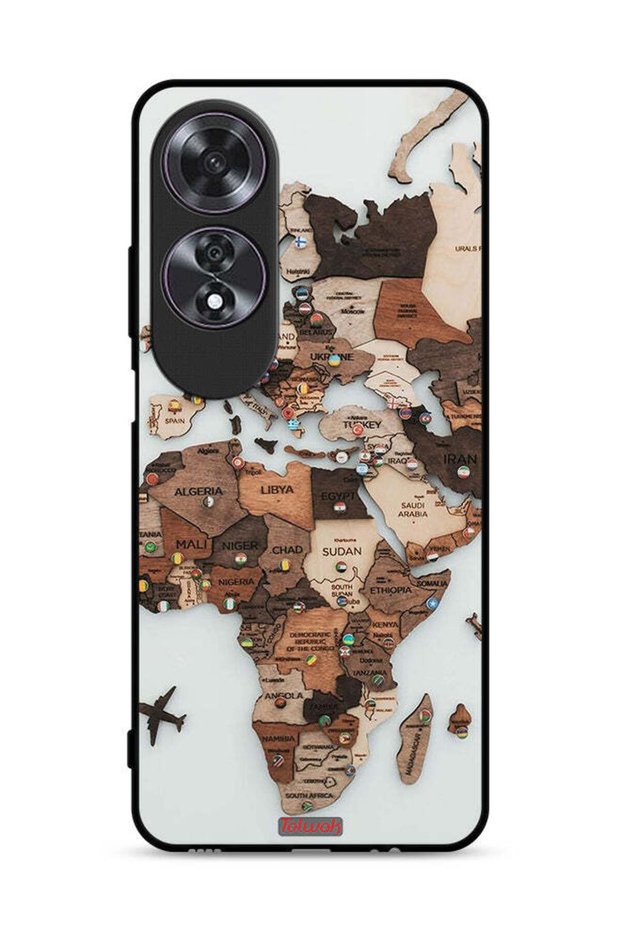 غطاء حماية Oppo A60 بتصميم خريطة العالم