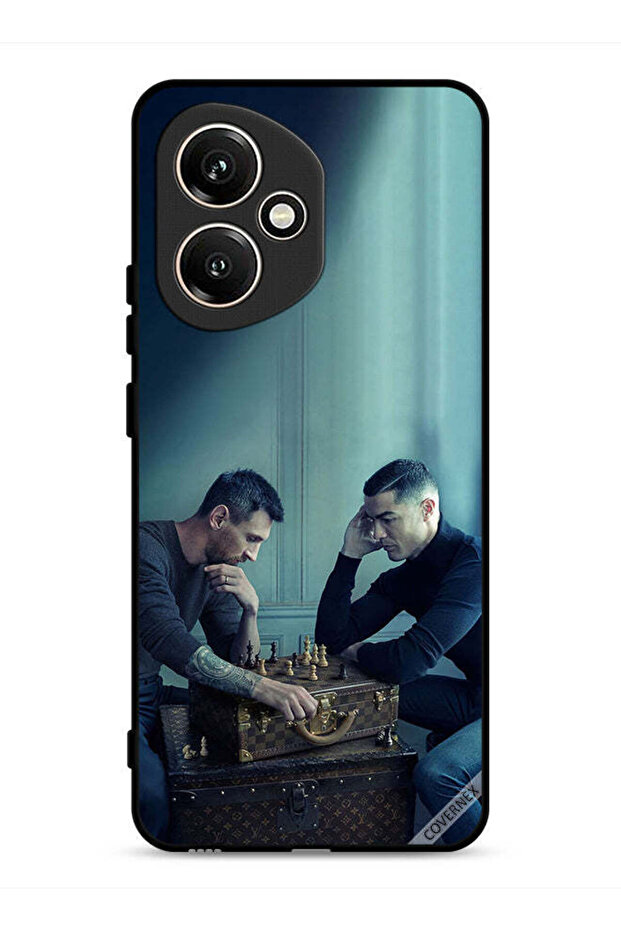 غطاء حماية لهاتف Honor 400 بطبعة ميسي ضد رونالدو يلعبان الشطرنج