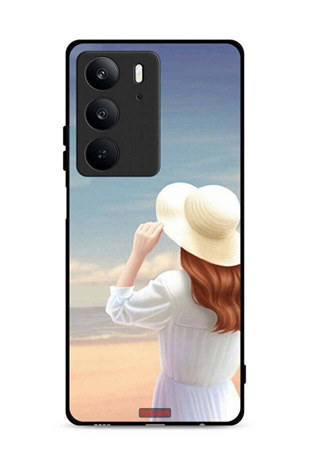 غطاء حماية لهاتف Realme C75 4G بنقشة قبعة فتاة واقفة