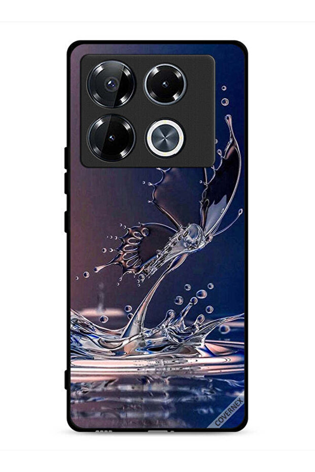 غطاء حماية لهاتف Infinix Note 40 Pro Plus 5G بنقشة قطرات الماء على شكل فراشة