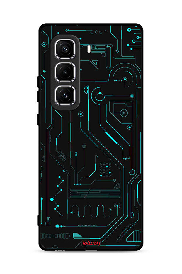 غطاء حماية لهاتف Infinix Hot 50 Pro 4G، دوائر فنية رقمية، شاشة متعددة، بساطة