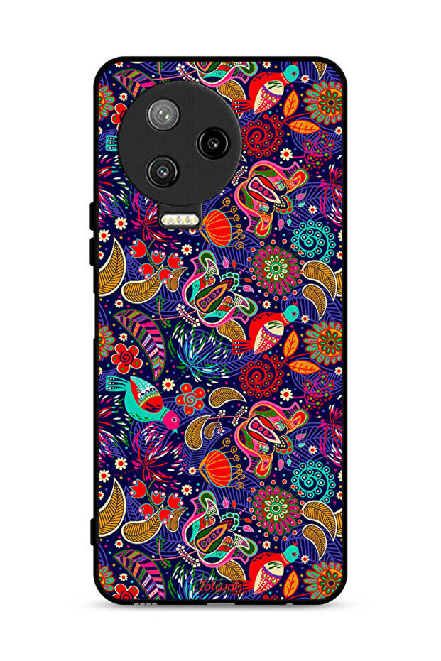 غطاء حماية لهاتف Infinix Note 12 Pro 4G بنقشة طيور وأوراق زهور ملونة