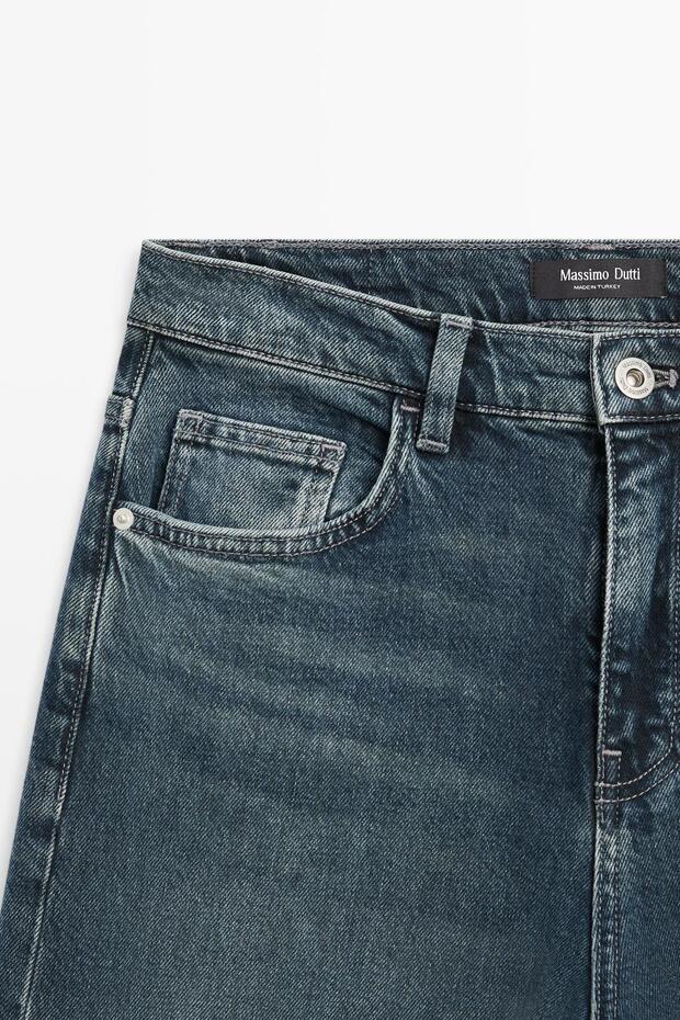 Orta bel İspanyol paça jean - 6