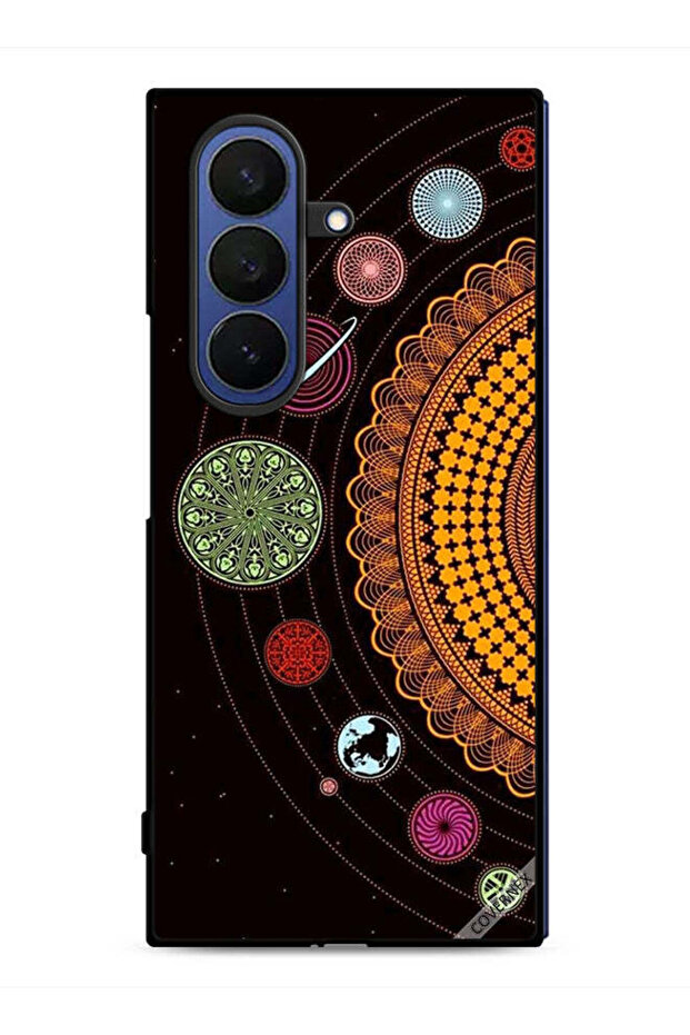 غطاء حماية لهاتف Samsung Galaxy Z Fold7 بتصميم فن النظام الشمسي الماندالا
