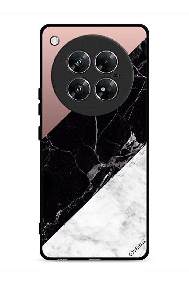 Infinix Zero 40 Protective Case Cover Marble & Plain Combination Pattern - 1