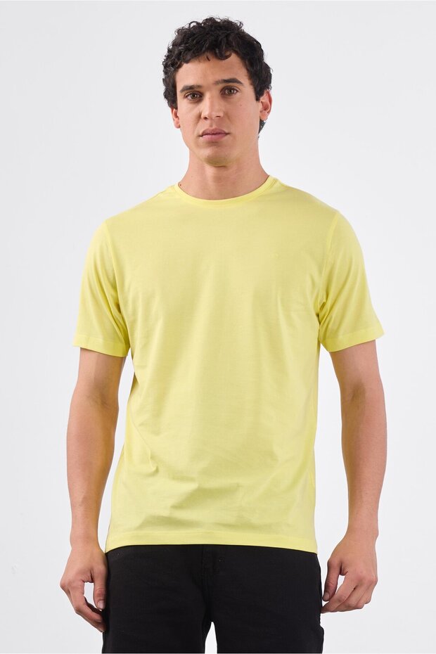 Men's Slim Fit Crew Neck Yellow T-Shirt