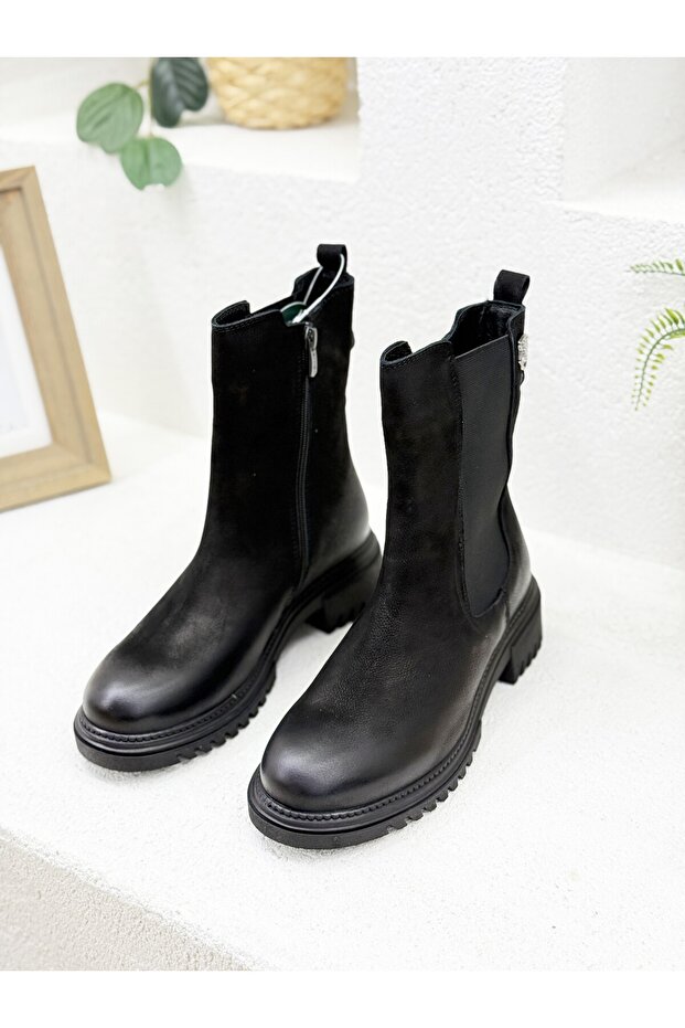 1950864K YANI LASTİKLİ KALIN TABAN BOT KADIN - 1