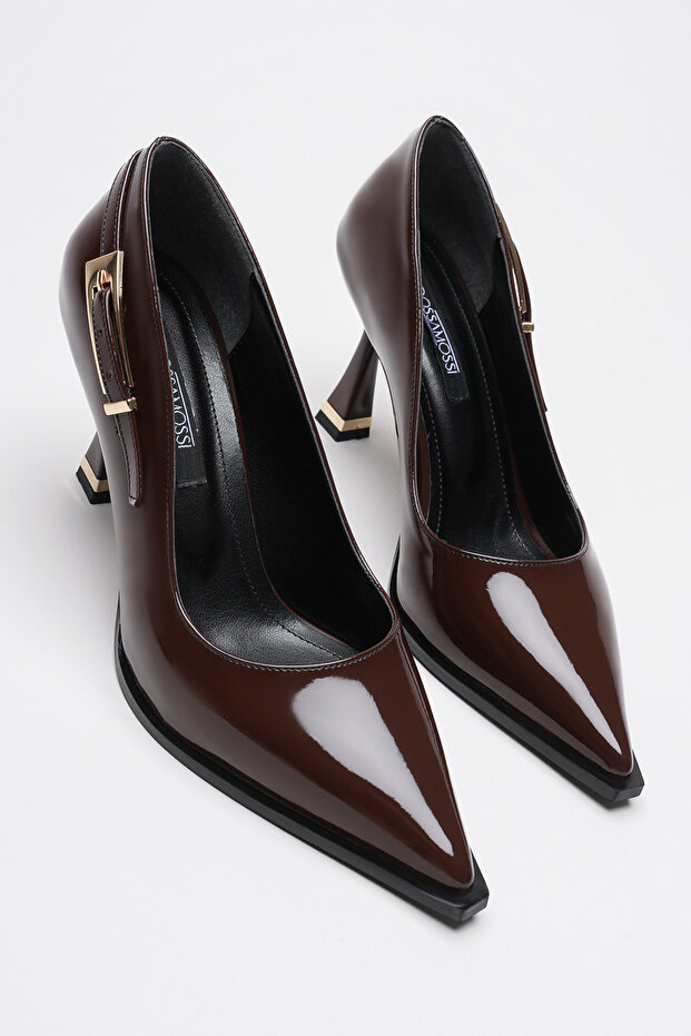 Poni Brown Patent Leather 10 cm Heeled Women's Stiletto