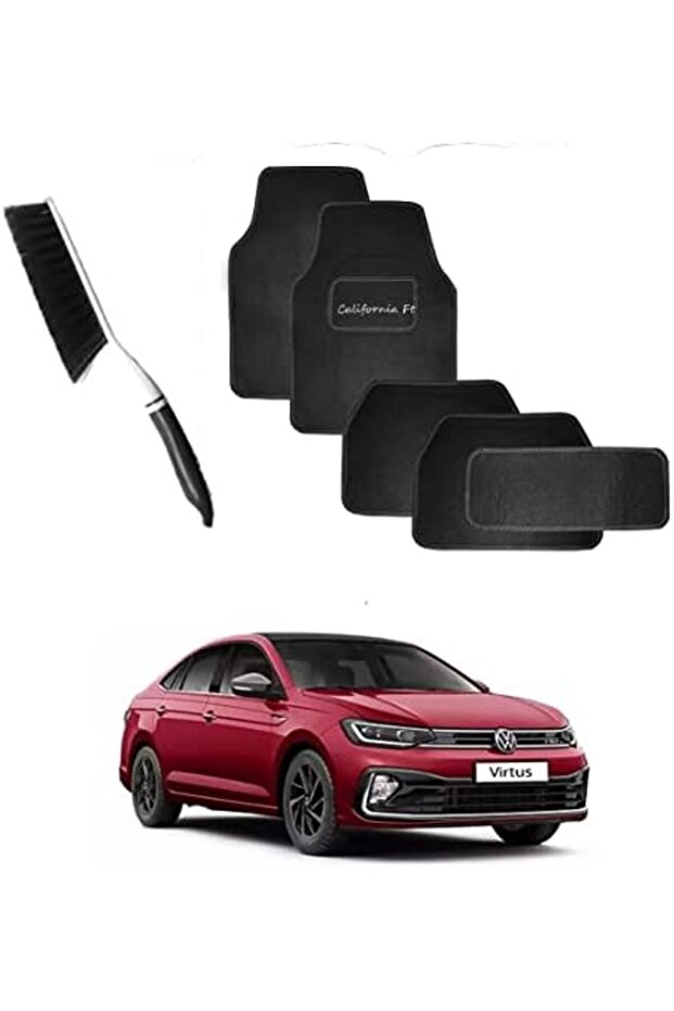 California Car Floor Mats, Set of 5 With Mat Cleaning Brush