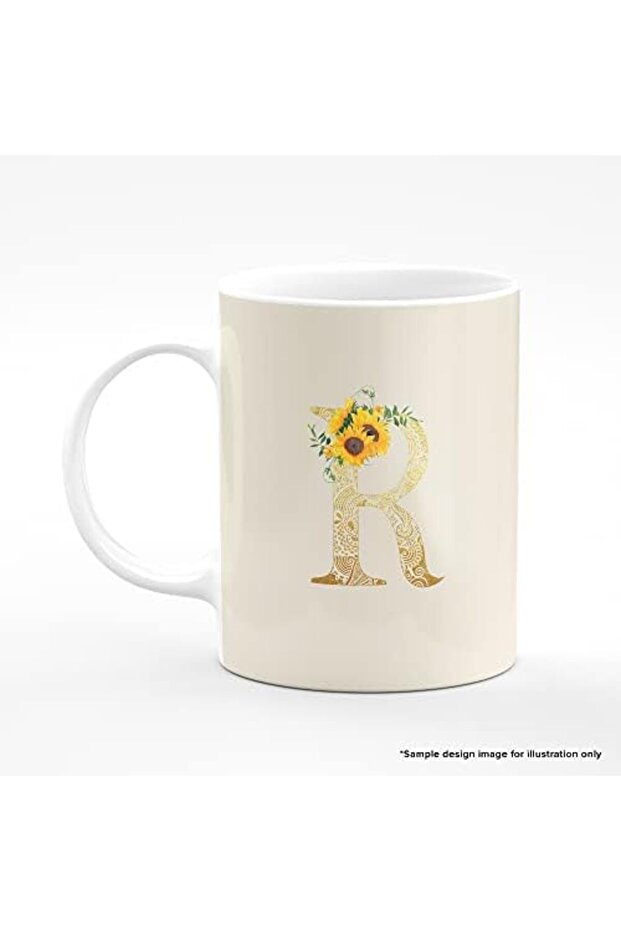 كوب قهوة سيراميك سعة 11 أونصة مع حرف أولي مخصص - W - 4