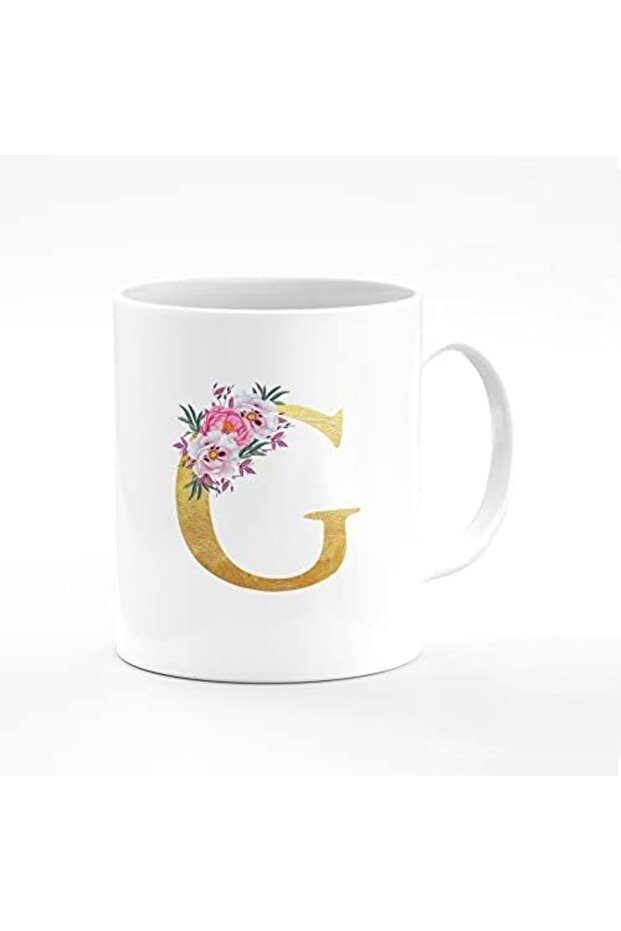 Designer Printed Coffee Mug 11oz Ceramic Personalised Gift Mugs - Custom Monogram Initial