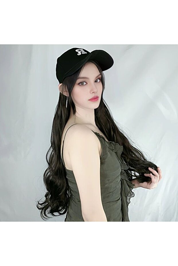 باروكة شعر طويل مموج أنيقة على شكل قبعة - 2