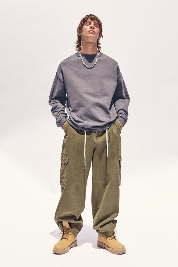 Uzun kollu dikişli tişört - 1