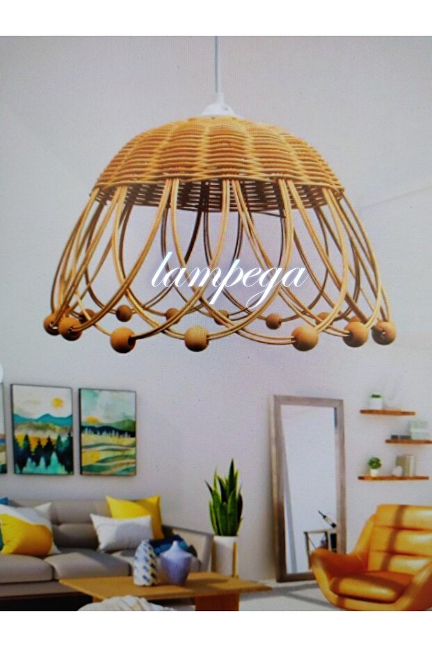 rattan bambu avize ÇAP 35 cm - 2