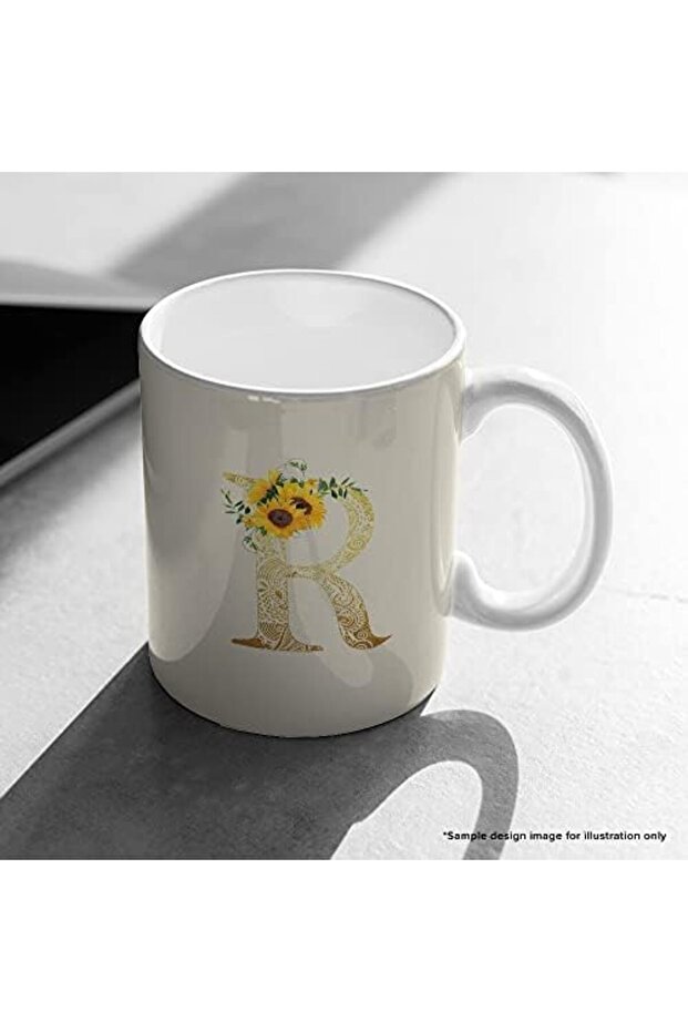 كوب قهوة سيراميك سعة 11 أونصة مع حرف أولي مخصص - W - 7