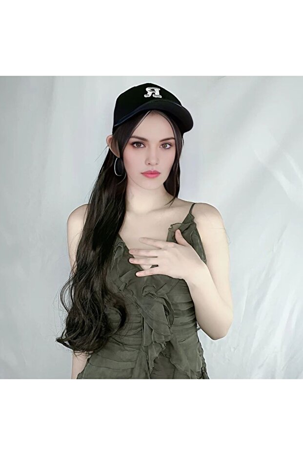 باروكة شعر طويل مموج أنيقة على شكل قبعة - 3