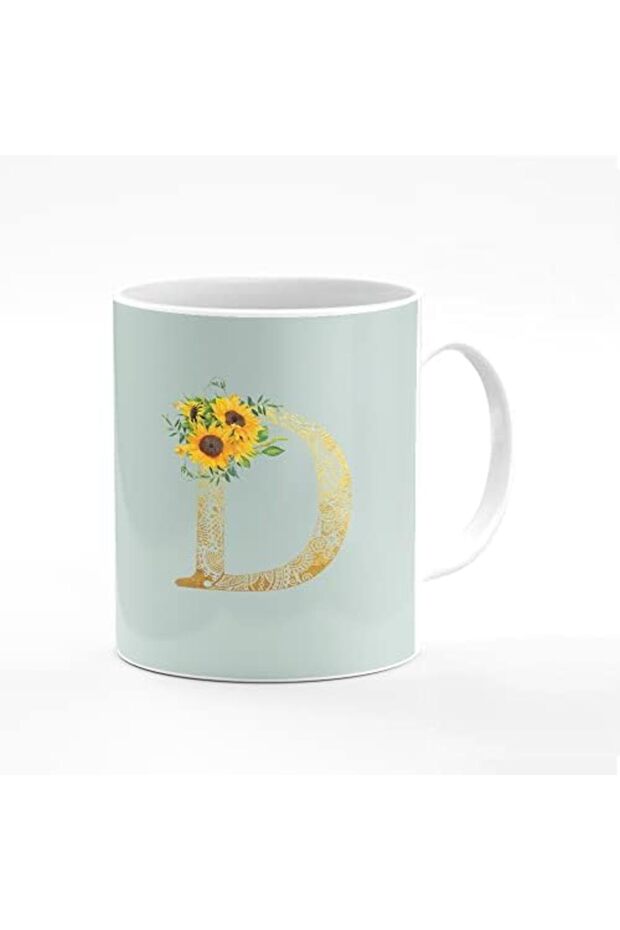Designer Printed Coffee Mug 11oz Ceramic Personalised Gift Mugs Cup - Custom Monogram Lett