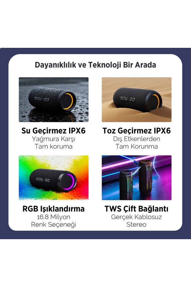F6 20W RGB Speaker Su Geçirmez Taşınabilir Kablosuz Bluetooth Hoparlör Yeşil - 5