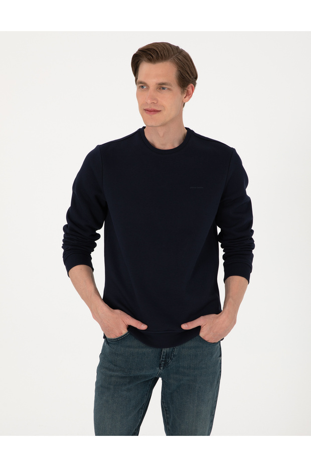 Navy Blue 3 Thread Regular Fit Crew Neck Basic Sweatshirt 50315021-Vr033
