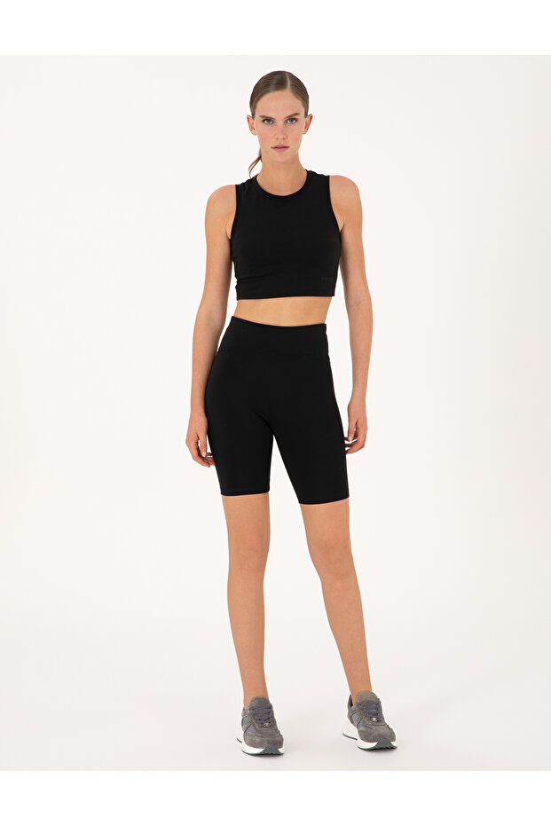 Black High Waist Biker Leggings 50314956-Vr046