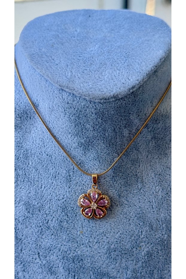 Steel Necklace Tarnish-Free Daisy Figured (2 Years Importer Guaranteed)