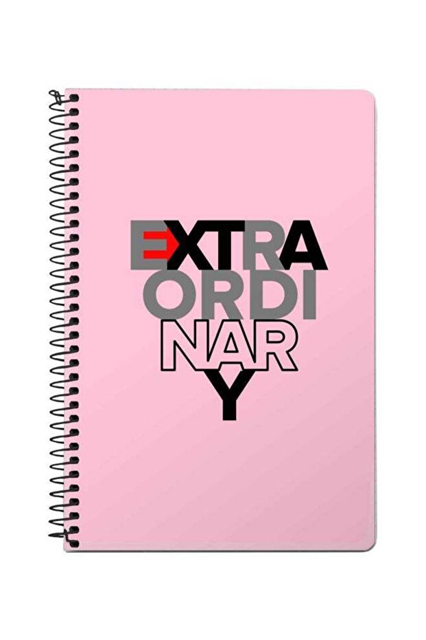 A5 Extraordinary Printed Spiral Bound Notebook Pink/Grey/Black