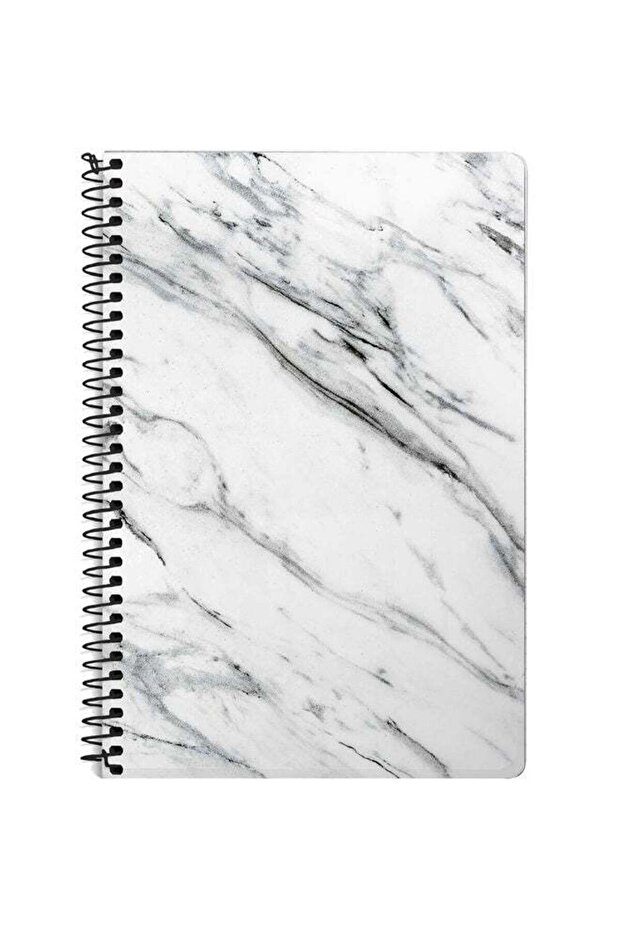 A5 Marble Printed Notebook Grey/White - 1