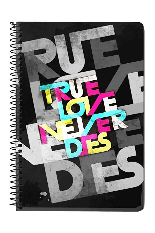 True Love Never Dies A5 Spiral Notebook Grey/Pink