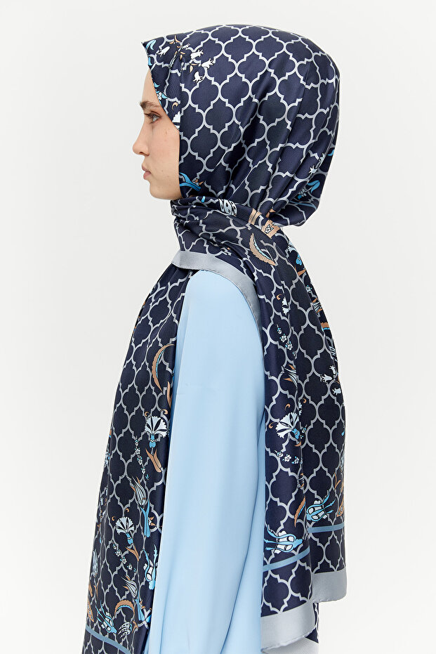 Lale Desenli İpek Şal - 3