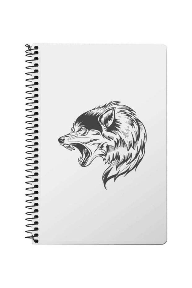 A5 Bear Growl Printed Spiral Bound Notebook White/Grey