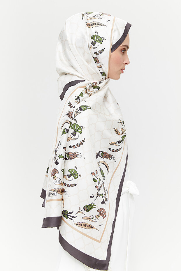 Lale Desenli İpek Şal - 4