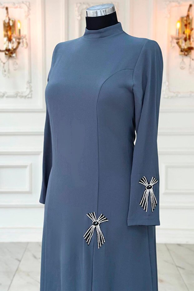 Tuay Abiye Elbise Antrasit - 3