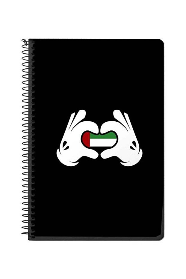 A5 Emarati Love Printed Spiral Bound Notebook Black/White/Red