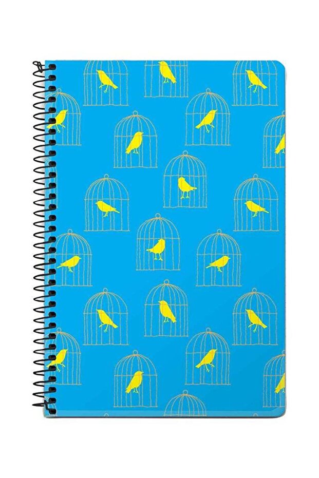Caged Birdy A5 Spiral Notebook Blue/Yellow