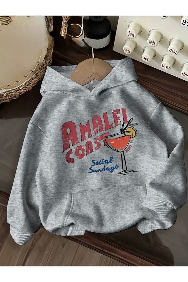 سويت شيرت بقلنسوة مطبوع عليه ساحل أمالفي للجنسين