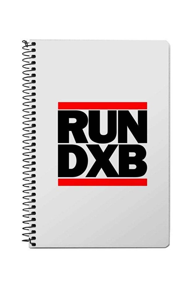 Run DXB Printed A5 Spiral Notebook White/Red/Black - 1