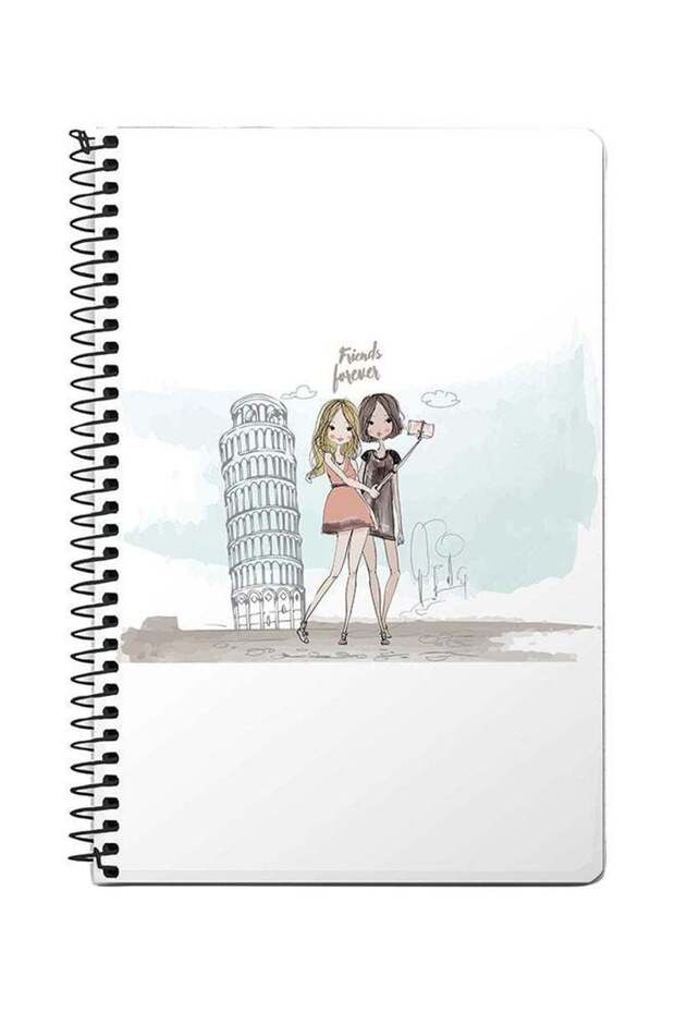 Friends Forever A5 Spiral Notebook White/Grey