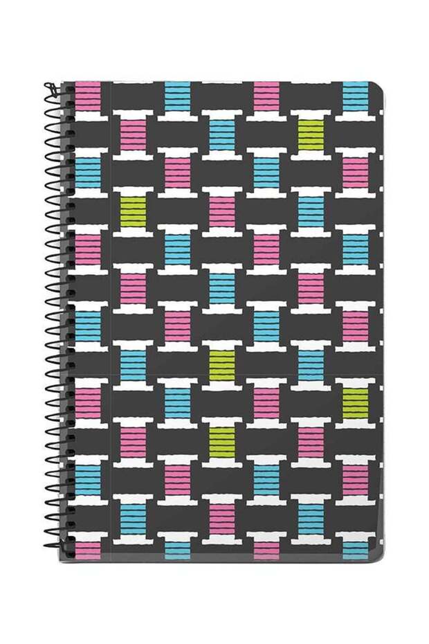 Thread Roll A5 Spiral Notebook Grey/Pink/Blue
