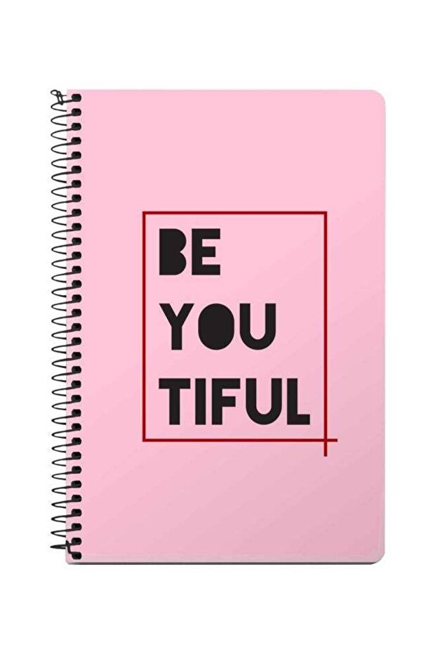 A5 Beyoutiful Printed Spiral Bound Notebook Pink/Black/Red
