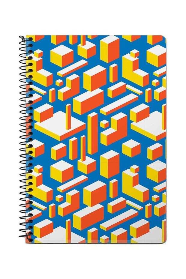 دفتر ملاحظات حلزوني A5 هندسي ثلاثي الأبعاد متعدد الألوان - 1
